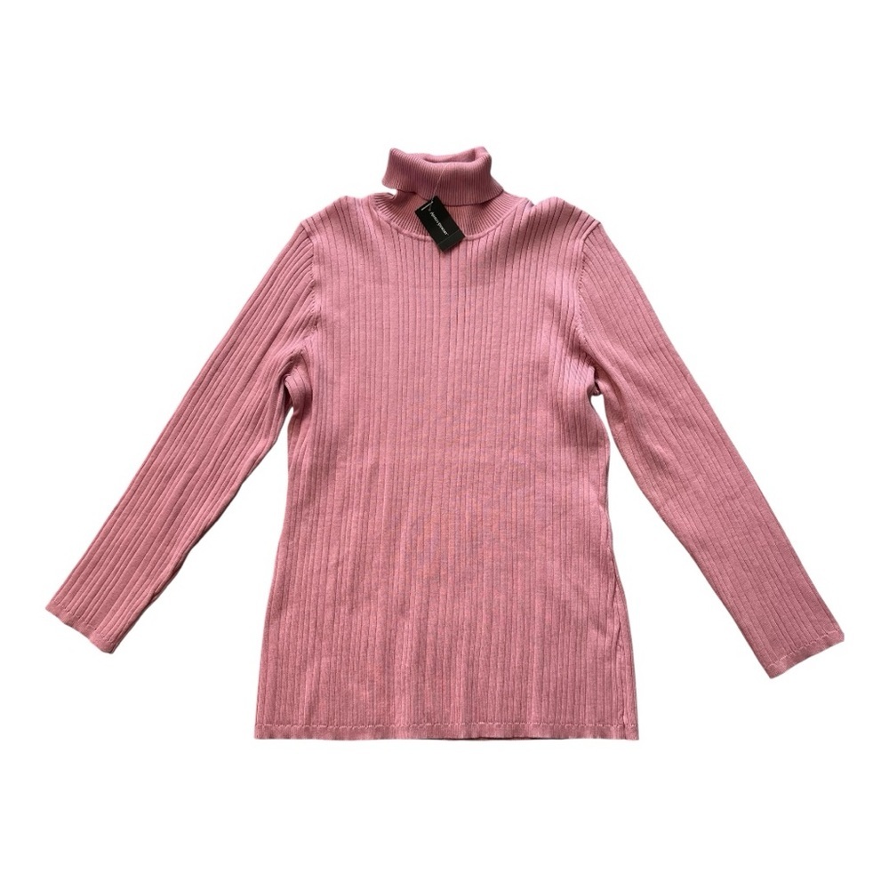 Ashley Stewart Pink Ribbed Turtleneck Sweater